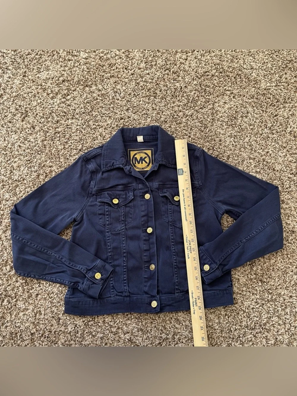 MICHAEL KORS Oxford Blue Denim Style Jacket Women's‎ Size M Mid Length Stretchy